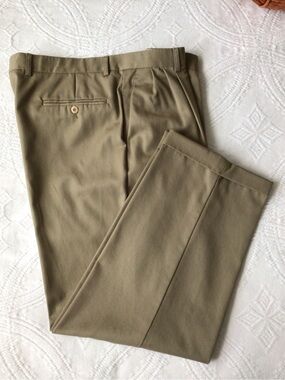 Zanella Olive Tan Pleated Slack, Made in Italy